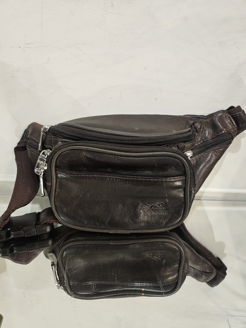 Mancini  Buffalo  Leather Belt Bag with Front Pocket